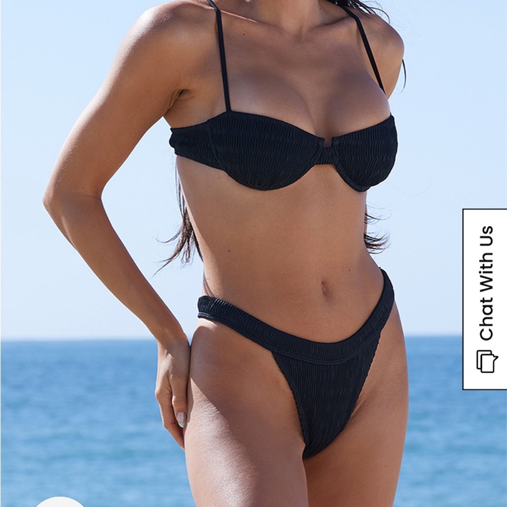 PACSUN Eco Black Lucia Scrunch Underwire bikini set (top and bottom!)